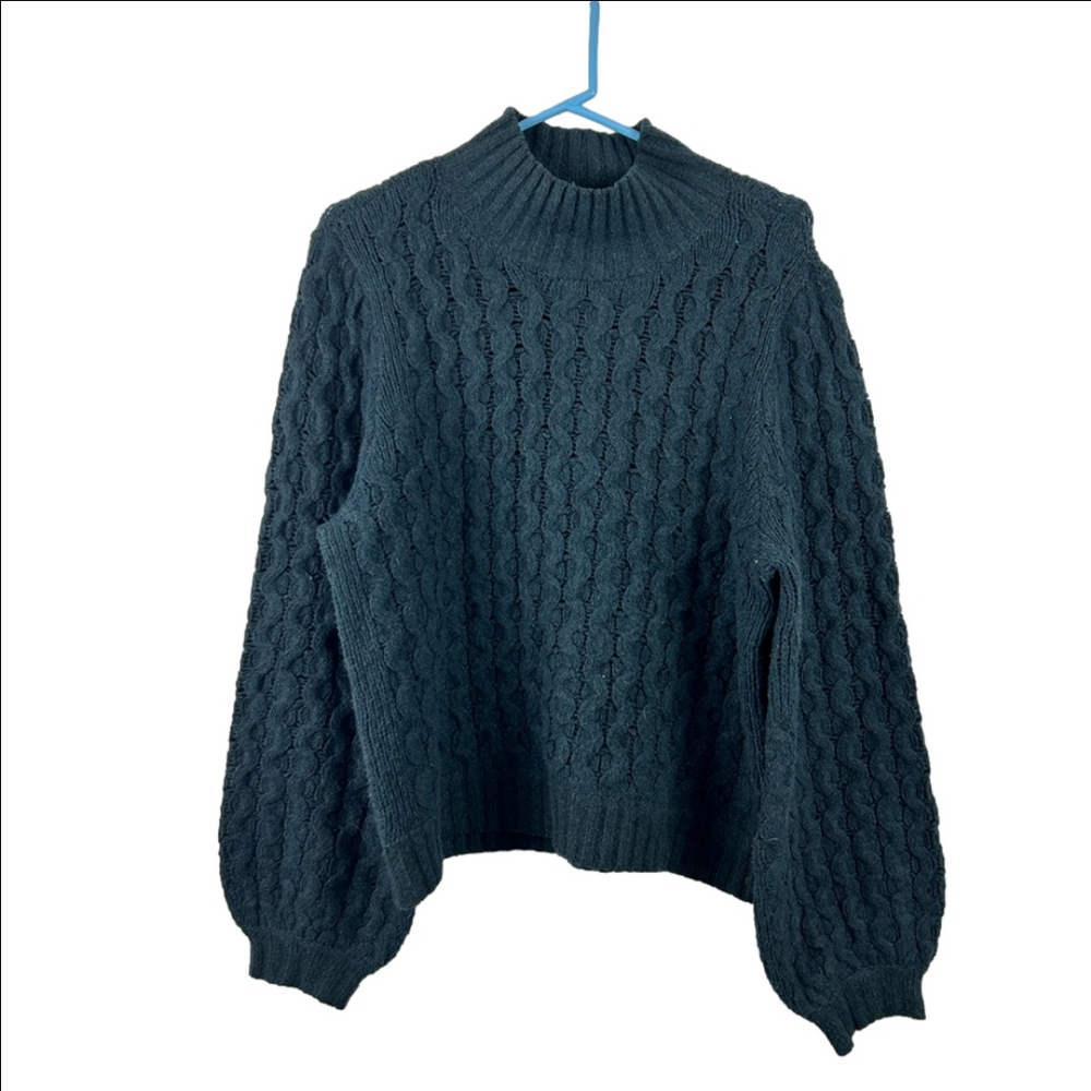 Gentle Fawn Chunky Cable Knit Oversized Sleeves Mock Neck Sweater